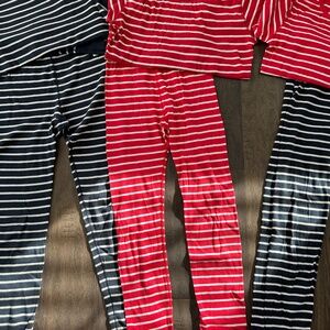 3x Polarn O. Pyret 8-10T unisex Blue and Red stripe pajamas